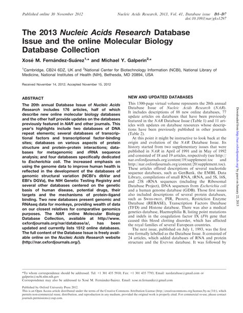 nucleic acids research  issue  molecular
