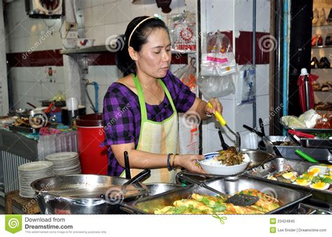 bangkok thailand woman cooking food editorial image image 23424845