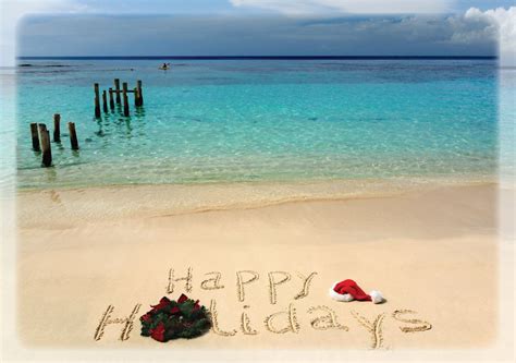 happy holidays tropical beach holiday card advanced printing