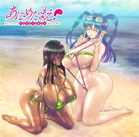 Rule 34 2girls Anime Tamae Tensei No Miko Beach Big Ass Big Breasts