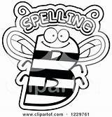 Spelling Bee Coloring Pages Clipart Color Royalty Letter Text Getcolorings Impressive Wonderful Vector sketch template