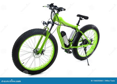 green electric bike  white backgroundsport bike stock photo image  black cycling