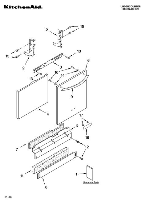 door  panel parts diagram parts list  model kudsflbl kitchenaid parts dishwasher