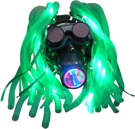 amazoncom steampunk goggles led light dread cyberlock goth rave club face maskcostume