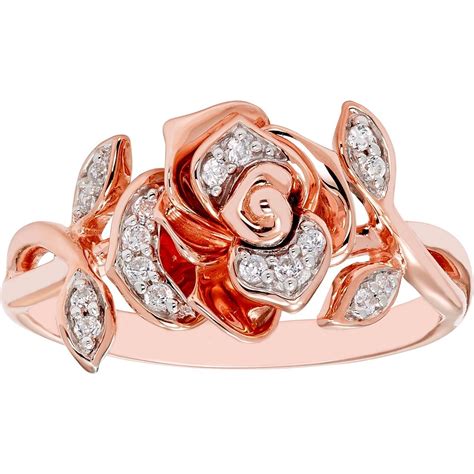 disney enchanted sterling silver  ctw diamond belle rose ring diamond fashion rings