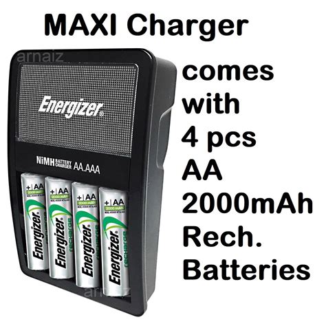 Energizer Battery Charger Recharge Maxi For Aa And Aaa Chvcm4 With Free