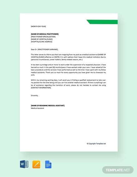 letter  resignation medical assistant sample resignation letter