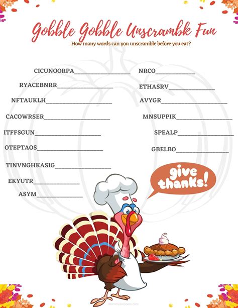 thanksgiving activity placemats printable set