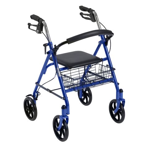 drive medical  wheel rollator rolling walker  fold  removable  support blue
