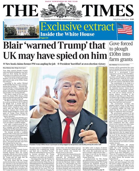 newspaper headlines blair warned trump  uk spying bbc news
