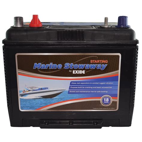 exide   cca stowaway marine starting battery  whitworths marine