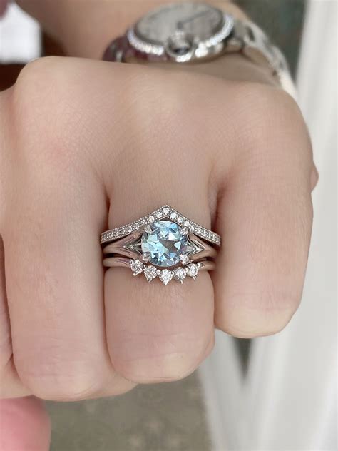 custom platinum wedding ring set   aquamarine wedding rings