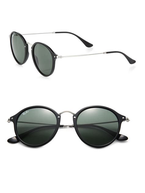 ray ban 49mm round sunglasses in black for men lyst