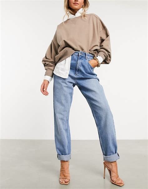 asos design high rise slouchy mom jeans  midwash asos