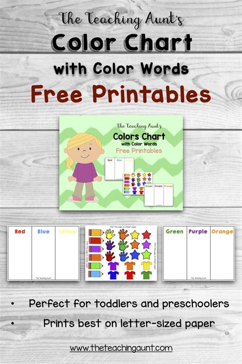 color charts  toddlers  preschoolers  printable