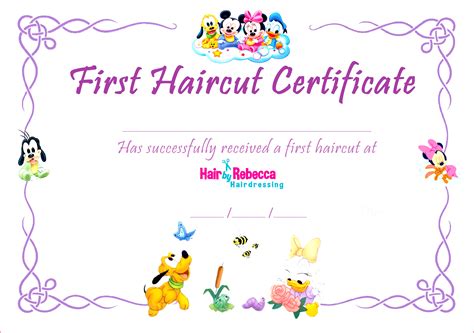 printable  haircut certificate template printable templates