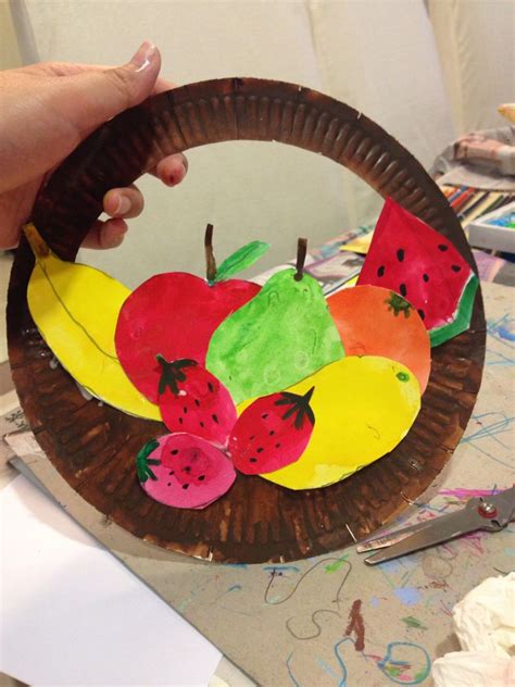 art lesson fruits basket art paperplate recycle painting craft fruits fruit crafts arts