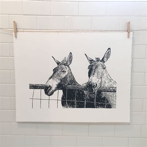 original fjord mule linocut art print etsy