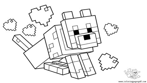 coloring page   lovely minecraft dog