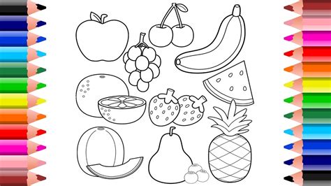 healthy fruits coloring pages  toddlers  kids setoys youtube