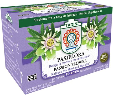 Tadin Tea Pasiflora Passion Flower Tea 24 Count Tea Bags Pack 6