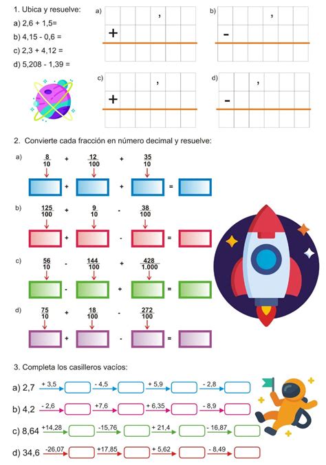 Ejercicio De Suma Y Resta Decimales