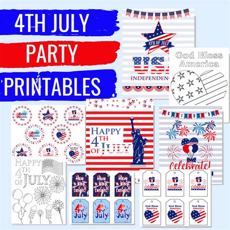 independence day party printables bundle   july fun