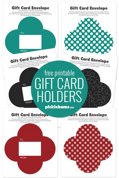 printable gift card holders picklebums