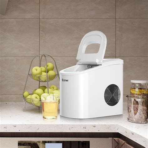 costway    lbs portable compact electric ice maker machine mini cube  white epwh