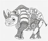 Neushoorn Kleurplaten Zentangle Volwassenen Dieren Rhino Ideeen Huisdier Efie Intricate Rhinocéros sketch template