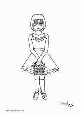Coloring Pages Flowers Girls Flower Girl Comments Wedding Library Clipart Coloringhome Line sketch template