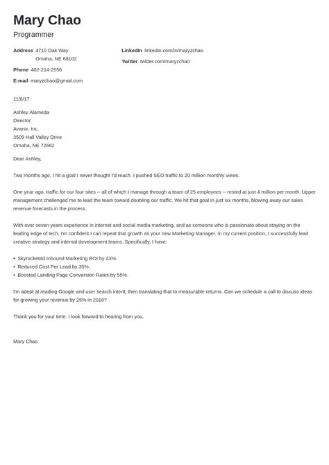 format  cover letter examples