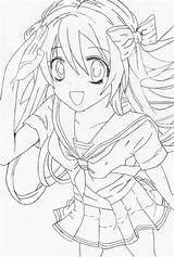 Anime Girl Drawing Cute Sketch Coloring Manga Pages Drawings Deviantart Animedrawing Realistic sketch template