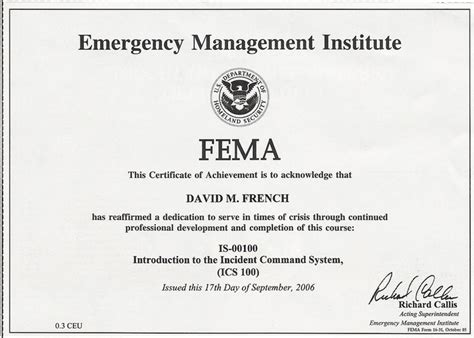 fema certificates images  pinterest certificate emergency