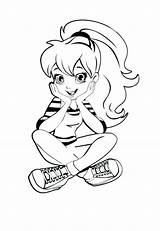 Polly Pocket Coloring Pages Printable Girl Sitting Color Getdrawings Princess Books Popular sketch template