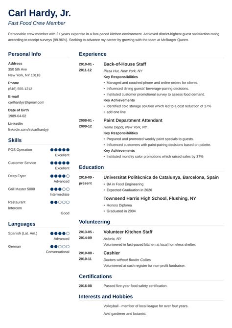 photographer resume examples template
