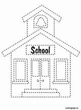 Tracing School Back House Coloring Kids Preschool Pages Kindergarten Activities Activity Schools Class Craft sketch template