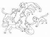 Cats Fighting Lineart sketch template