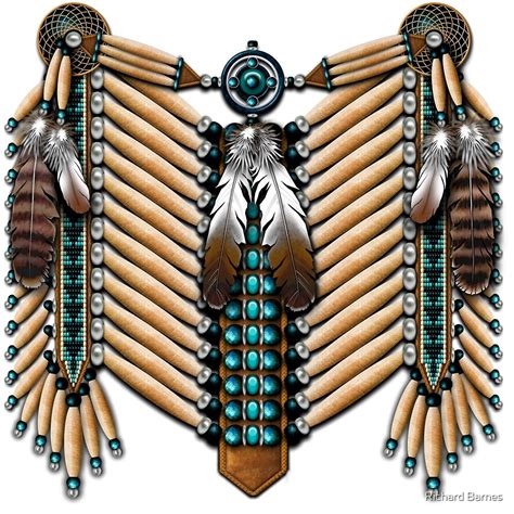 native american warrior chestplate in bone and turquoise by ricky
