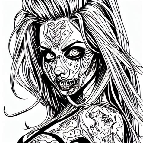 zombie pinup girl coloring page creative fabrica