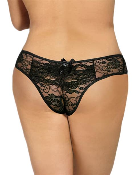 wholesale open crotch black lace panty