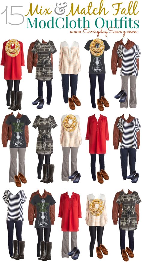 mix  match fall outfits  modcloth everyday savvy