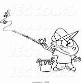 Fishing Coloring Rod Pole Pages Cartoon Getcolorings Vector sketch template
