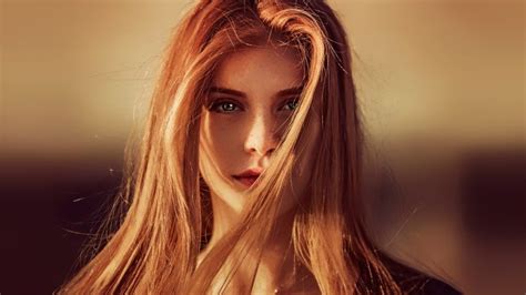 women freckles face redhead model blonde portrait