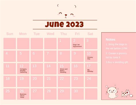 cute schedule template