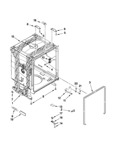 tub  frame parts diagram parts list  model duxtvd whirlpool parts dishwasher parts