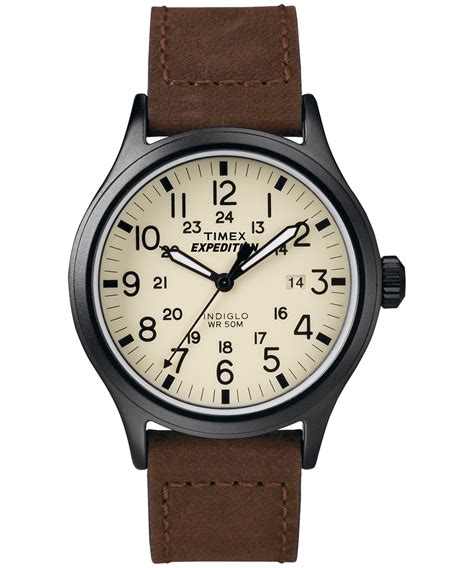 Timex Expedition Scout Watch Natural And Brown Leather End