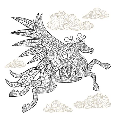 pegasus winged horse adult coloring page craftfoxes horse adult