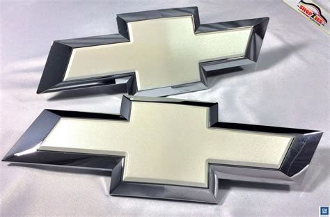 Chevy Silverado Bowtie Emblem Billet Insert Replacement 2pc Set White