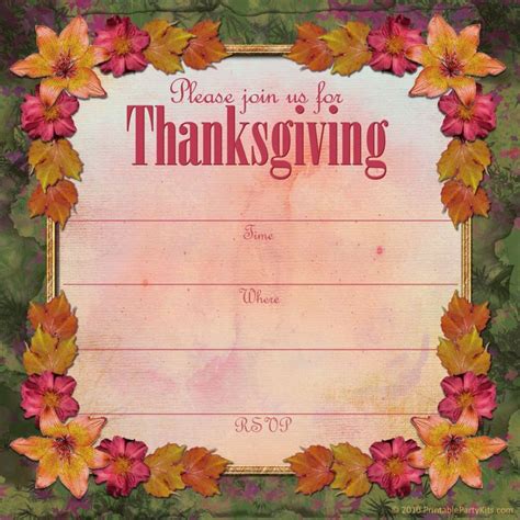 printable thanksgiving invitations templates thanksgiving